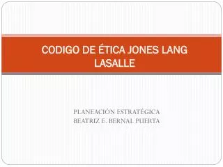 codigo de tica jones lang lasalle
