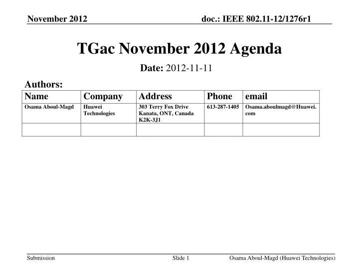 tgac november 2012 agenda