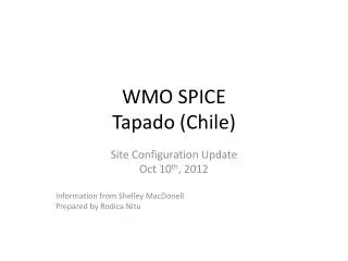 WMO SPICE Tapado (Chile)