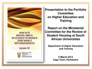 Presentation to the Portfolio Committee on Higher Education and Training