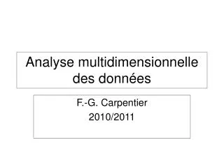 analyse multidimensionnelle des donn es