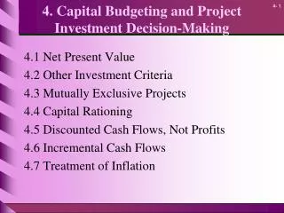 4. Capital Budgeting and Project Investment Decision-Making