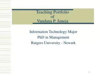 Teaching Portfolio of Vandana P. Janeja
