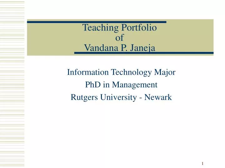 teaching portfolio of vandana p janeja
