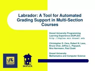Labrador: A Tool for Automated Grading Support in Multi-Section Courses