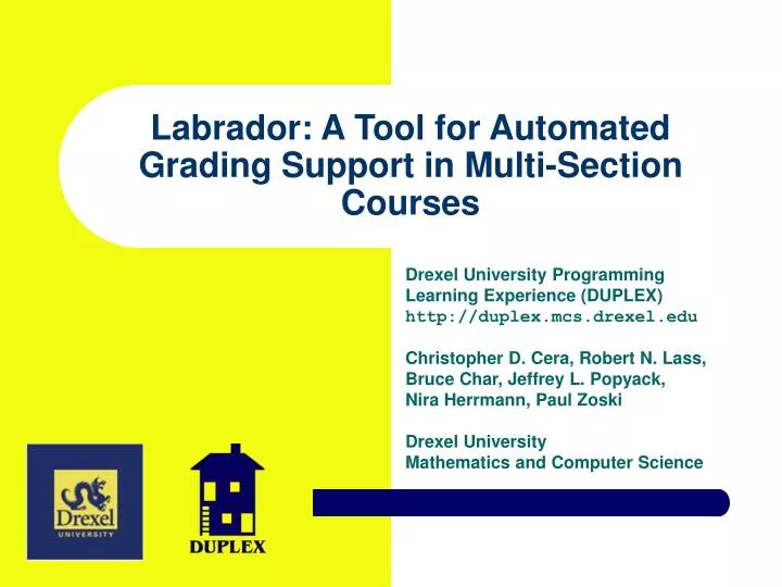 labrador a tool for automated grading support in multi section courses