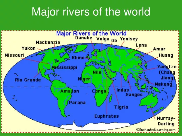 world map labeled rivers
