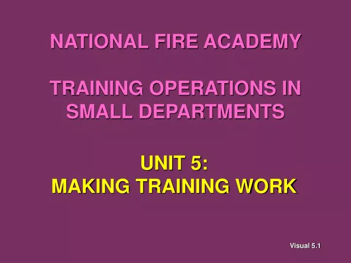national fire academy training operations in small departments