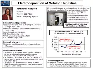 Electrodeposition of Metallic Thin Films