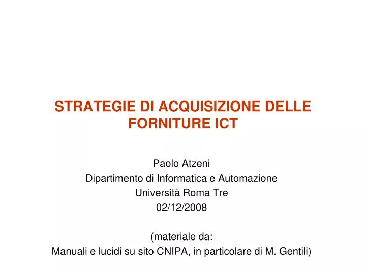 strategie di acquisizione delle forniture ict