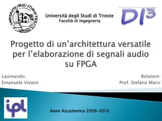 progetto di un architettura versatile per l elaborazione di segnali audio su fpga