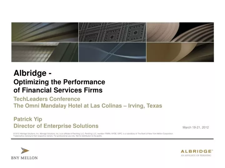 albridge optimizing the performance of financial services firms