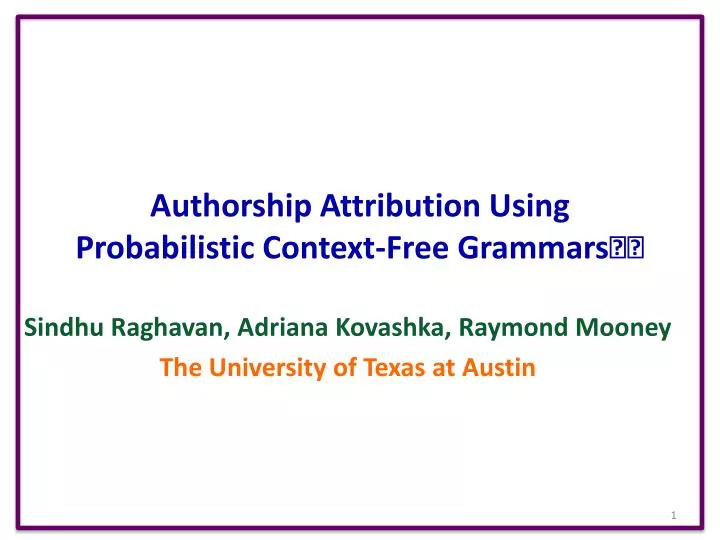 authorship attribution using probabilistic context free grammars