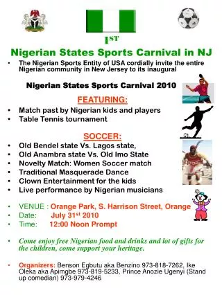 1 ST Nigerian States Sports Carnival in NJ