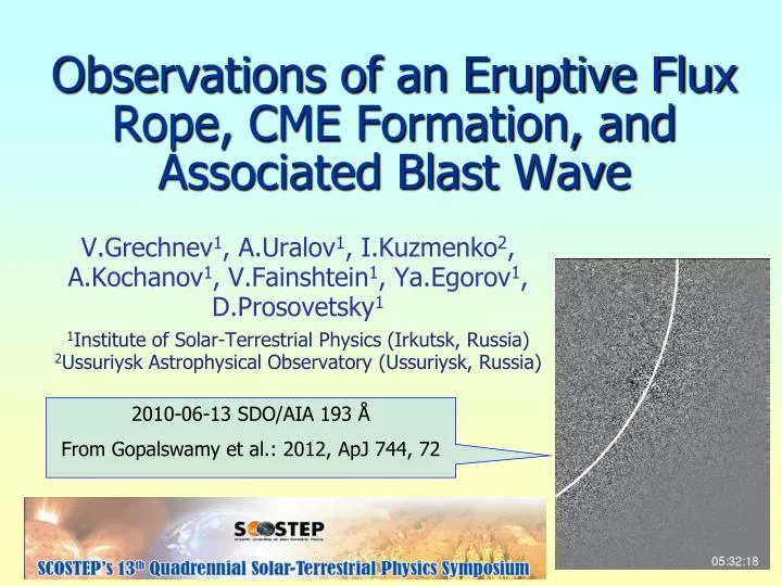 observations of an eruptive flux rope cme formation and associated blast wave