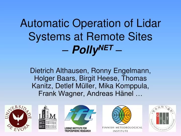 automatic operation of lidar systems at remote sites polly net