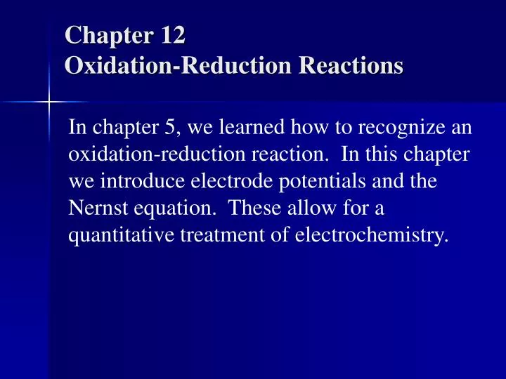 chapter 12 oxidation reduction reactions
