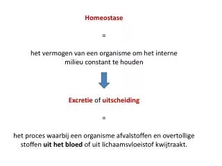 Excretie of uitscheiding =