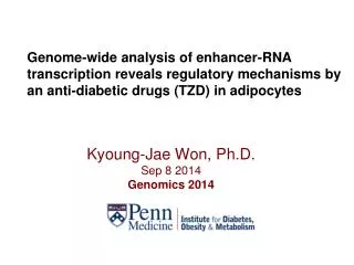 Kyoung-Jae Won, Ph.D. Sep 8 2014 Genomics 2014