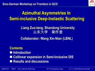 Sino-German Workshop on Frontiers in QCD
