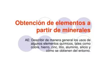 obtenci n de elementos a partir de minerales