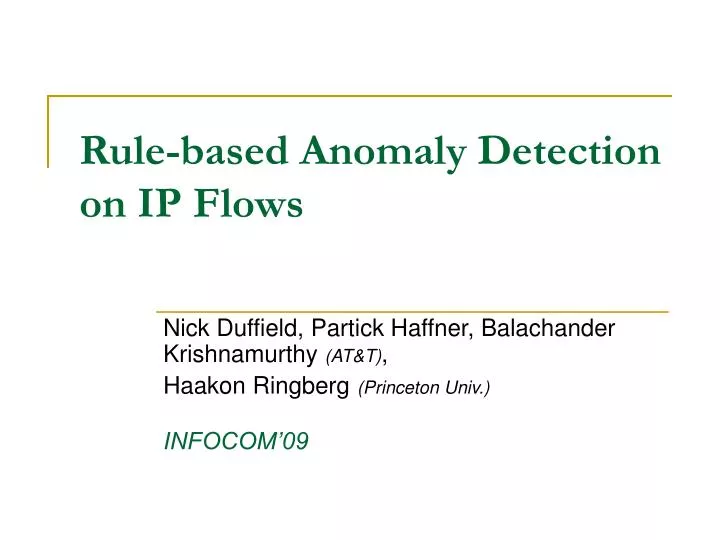 rule based anomaly detection on ip flows