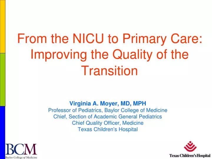 from the nicu to primary care improving the quality of the transition