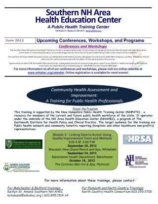 Community Health Assessment and Improvement: A Training for Public Health Professionals