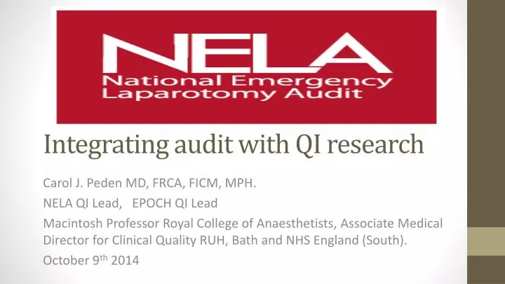 integrating audit with qi research