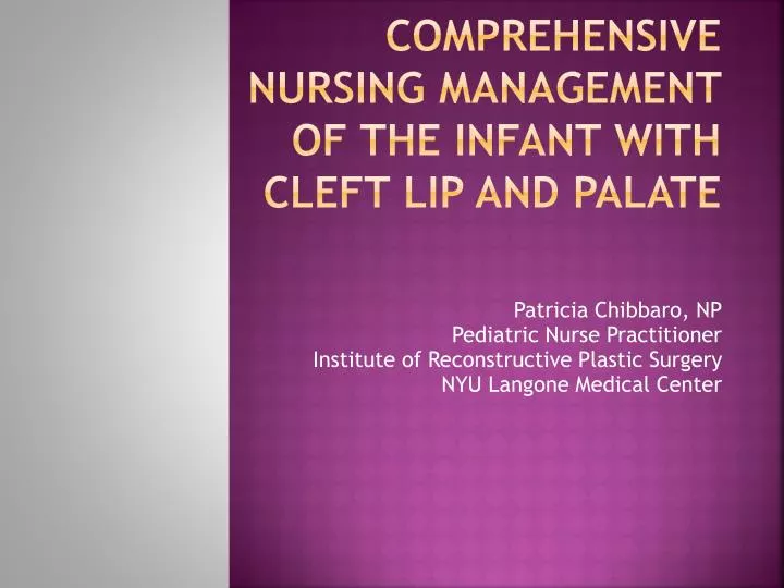 comprehensive nursing management of the infant with cleft lip and palate