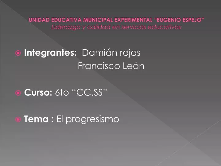 unidad educativa municipal experimental eugenio espejo liderazgo y calidad en servicios educativos