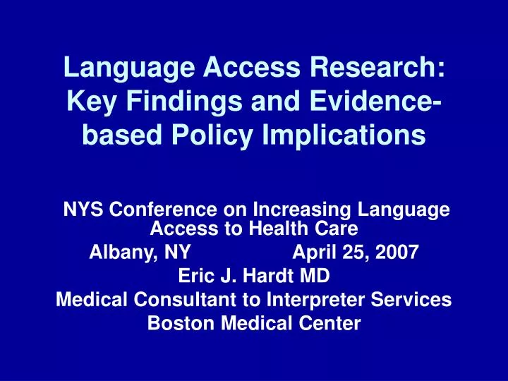 language access research key findings and evidence based policy implications