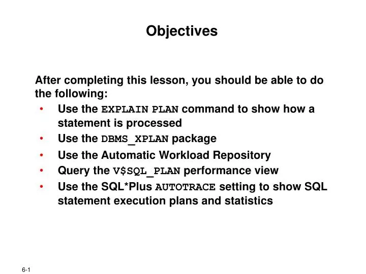 objectives