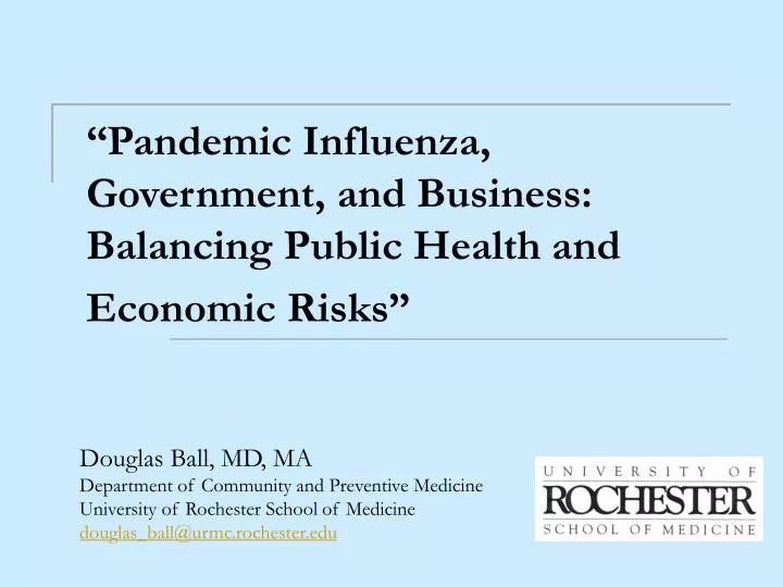 pandemic influenza government and business balancing public health and economic risks