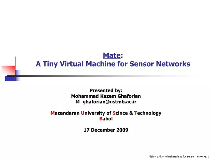 mate a tiny virtual machine for sensor networks