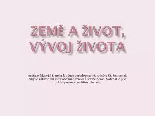 zem a ivot v voj ivota