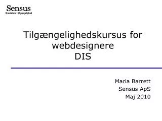 tilg ngelighedskursus for webdesignere dis