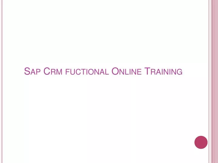 sap crm fuctional online training