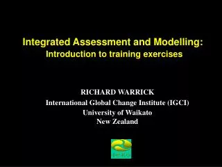Integrated Assessment and Modelling: Introduction to training exercises