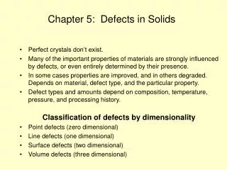 Chapter 5: Defects in Solids