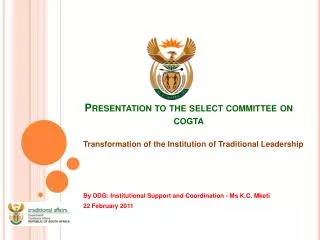Presentation to the select committee on cogta
