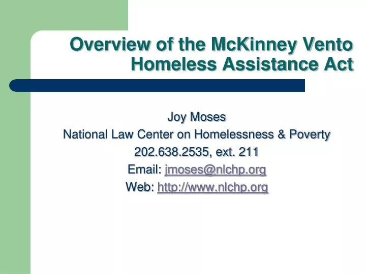 overview of the mckinney vento homeless assistance act