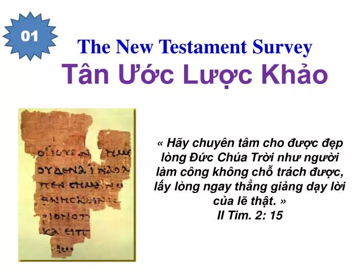 the new testament survey t n c l c kh o