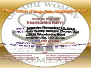 Invites you All to their THANKSGIVING PARTY!!!