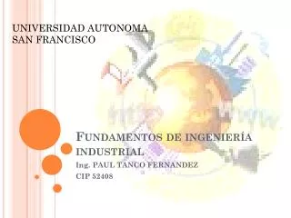 fundamentos de ingenier a industrial