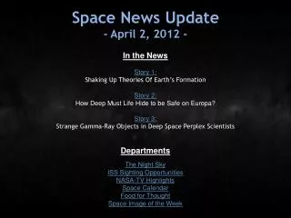 Space News Update - April 2, 2012 -