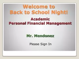 Welcome to Back to School Night!