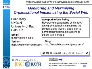 Monitoring and Maximising Organisational Impact using the Social Web