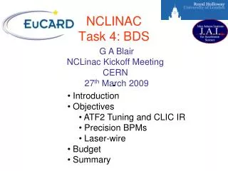 NCLINAC Task 4: BDS