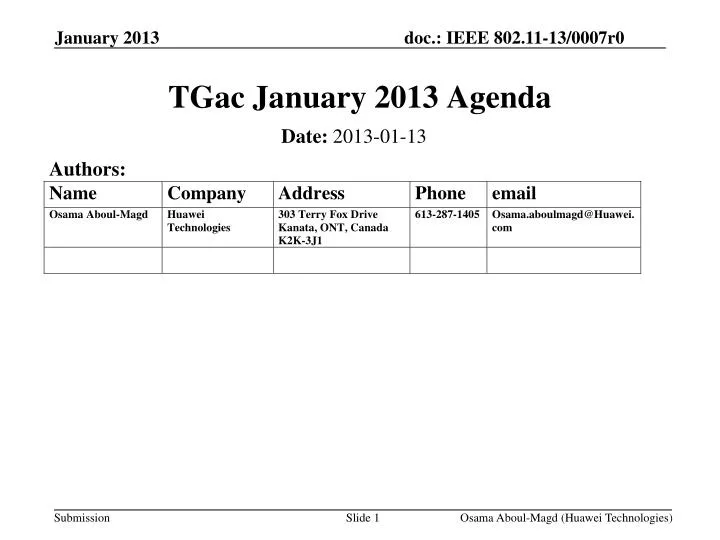tgac january 2013 agenda